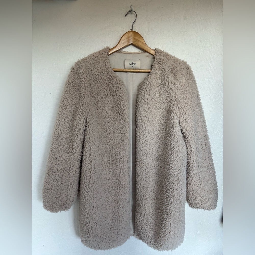 Wilfred Aritzia Cream Laboratoire Plush Teddy Sherpa Coat - Picture 5 of 14